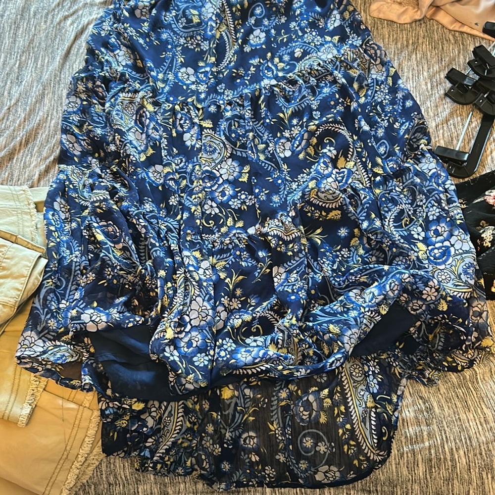 Krazy Kat Blue and White Floral Skirt